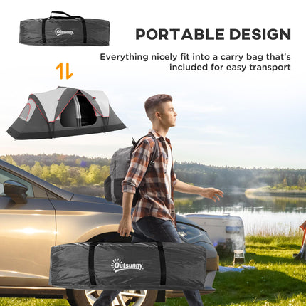 Waterproof Camping Tent for 6-8 People with Rainfly Spacious Design - Grey