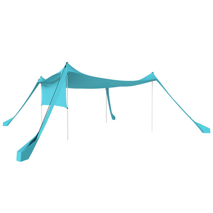 UV Resistant Beach Tent with Detachable Sidewall for Sun Protection - Sky Blue