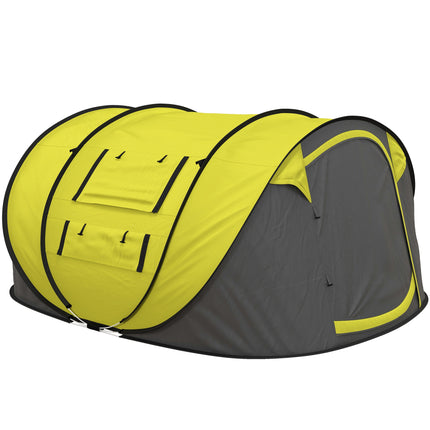 4-5 Person Pop-Up Waterproof Camping Tent with Mesh Windows - Yellow