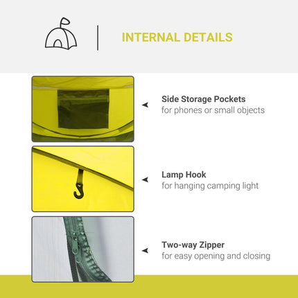 4-5 Person Pop-Up Waterproof Camping Tent with Mesh Windows - Yellow