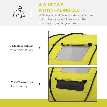 4-5 Person Pop-Up Waterproof Camping Tent with Mesh Windows - Yellow