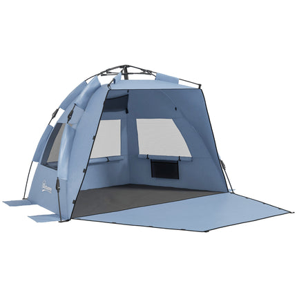 Quick Pop Up Beach Tent for 2-3 People with UPF15 Protection - Light Blue