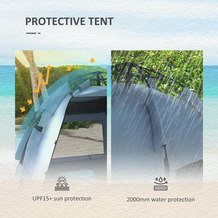 Quick Pop Up Beach Tent for 2-3 People with UPF15 Protection - Light Blue