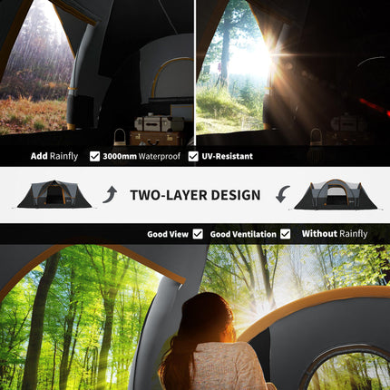 5-6 Person Dome Camping Tent with UV Protection and Water Resistant Fabric - Multicolour