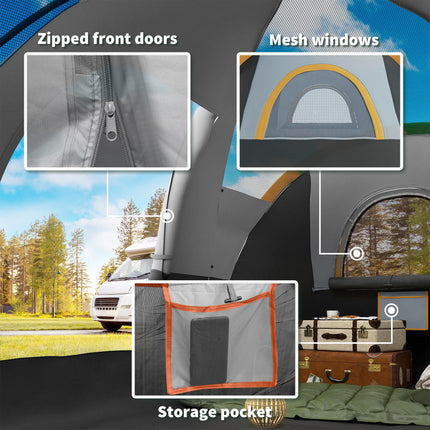 5-6 Person Dome Camping Tent with UV Protection and Water Resistant Fabric - Multicolour