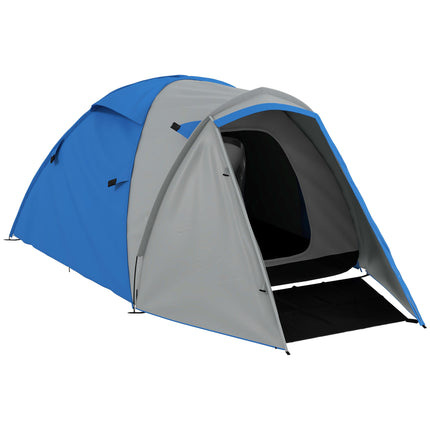 2-3 Man Waterproof Two-Room Camping Tent - Blue
