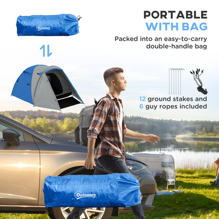 2-3 Man Waterproof Two-Room Camping Tent - Blue