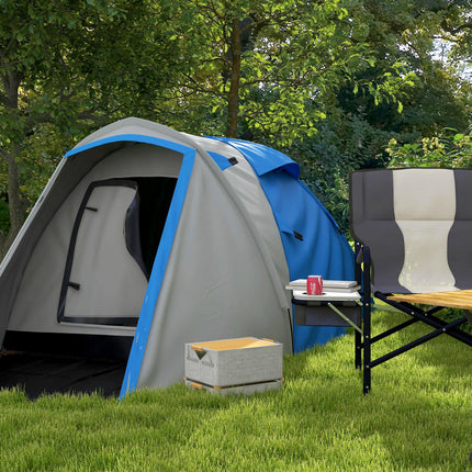2-3 Man Waterproof Two-Room Camping Tent - Blue