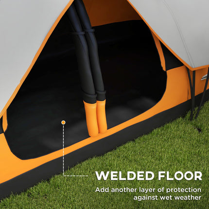 Six-Man Camping Tent with Two Rooms and Rainfly – Orange