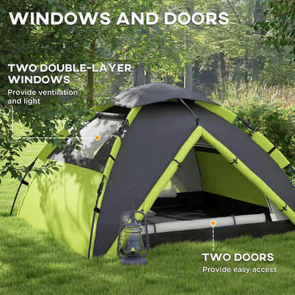 Two-Man One Room Camping Tent, with Accessories - Green