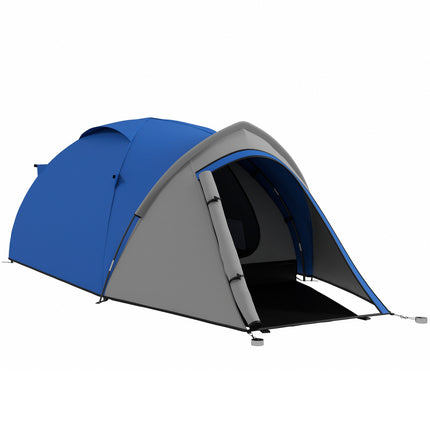 Waterproof 2 Person Dome Camping Tent with Large Windows - Blue Grey