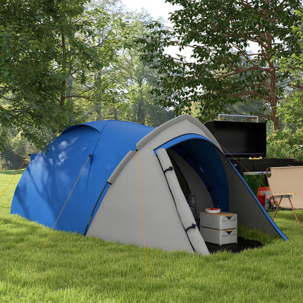 Waterproof 2 Person Dome Camping Tent with Large Windows - Blue Grey