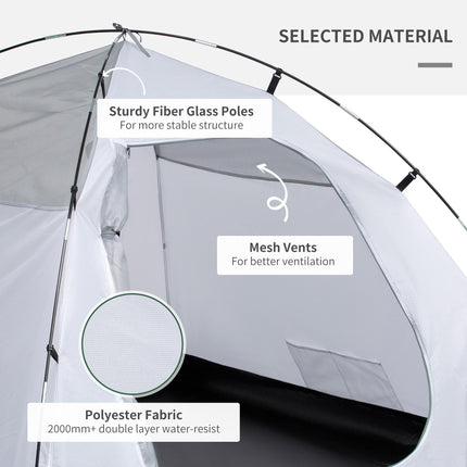 Waterproof 2 Person Dome Camping Tent with Large Windows - Blue Grey