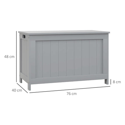 Modern Wooden Storage Chest with 2 Safety Hinges and Cut-out Handles, 76x40x48 cm - Grey
