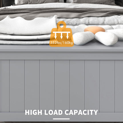 Modern Wooden Storage Chest with 2 Safety Hinges and Cut-out Handles, 76x40x48 cm - Grey