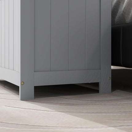 Modern Wooden Storage Chest with 2 Safety Hinges and Cut-out Handles, 76x40x48 cm - Grey