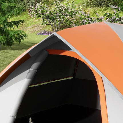 Lightweight Two Man Dome Tent with Rain Protection - Orange/Grey