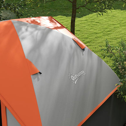 Lightweight Two Man Dome Tent with Rain Protection - Orange/Grey