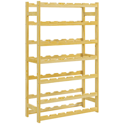 42-Bottle Wooden Wine Rack with Slim Design - Natural Finish