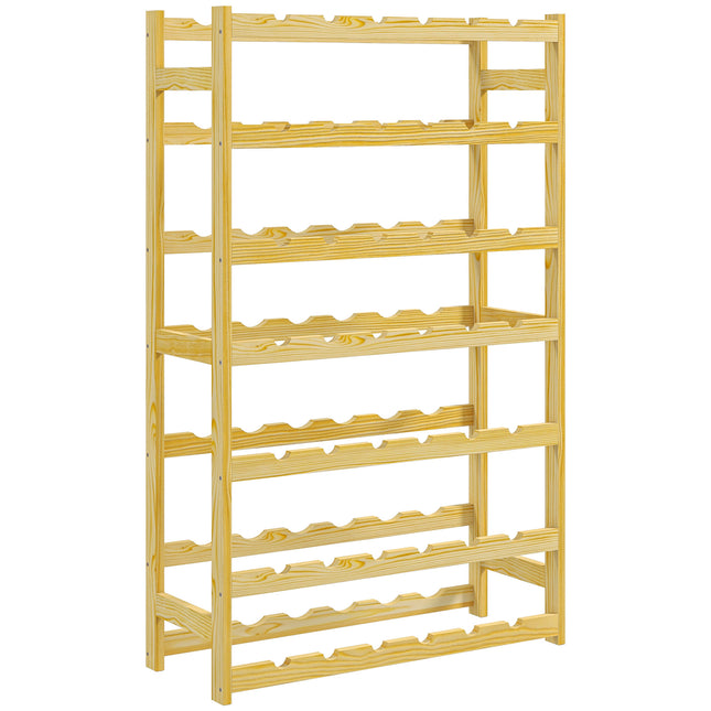 42-Bottle Wooden Wine Rack with Slim Design - Natural Finish