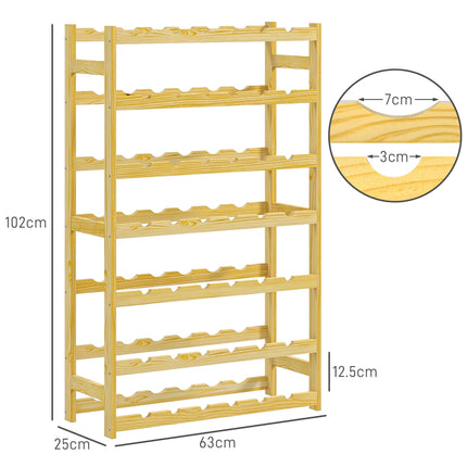 42-Bottle Wooden Wine Rack with Slim Design - Natural Finish