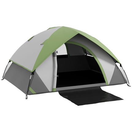 Two Man Lightweight Dome Tent with Rain Protection - Green/Grey