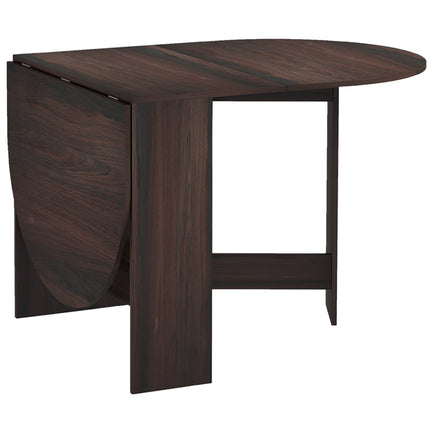 Folding Drop Leaf Oval Dining Table for Small Spaces - Chocolate Wood Effect