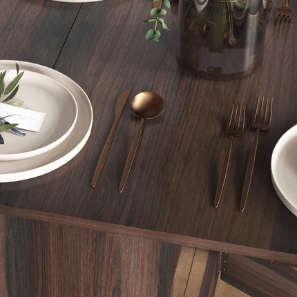 Folding Drop Leaf Oval Dining Table for Small Spaces - Chocolate Wood Effect