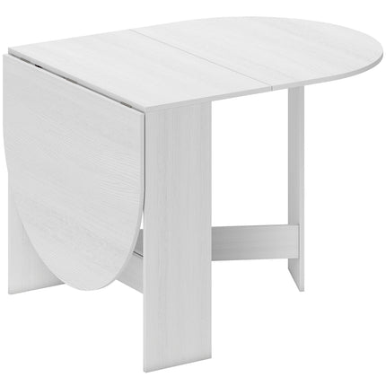 Folding Drop Leaf Oval Dining Table for Small Spaces - Ash Wood-Effect