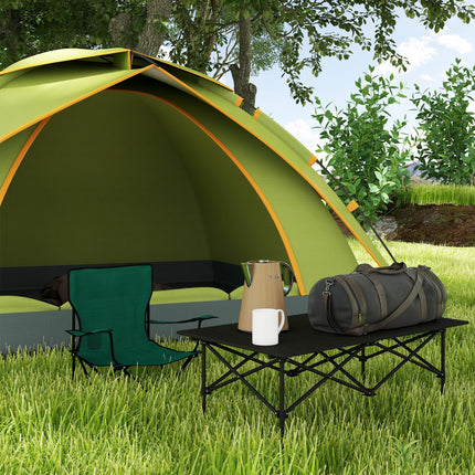 Two-Seater Portable Folding Picnic Table with Roll-Up Top - Black