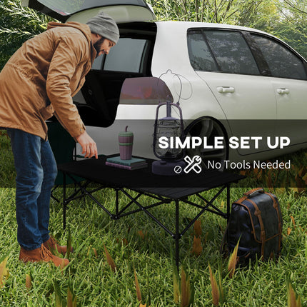 Two-Seater Portable Folding Picnic Table with Roll-Up Top - Black