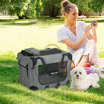 Folding Oxford Fabric Pet Carrier Bag for Small Pets - Grey