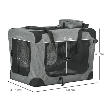 Folding Oxford Fabric Pet Carrier Bag for Small Pets - Grey