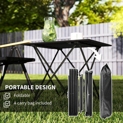 Lightweight Folding Camping Table with Carry Bag for Outdoor Use - Black