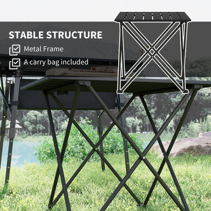 Lightweight Folding Camping Table with Carry Bag for Outdoor Use - Black