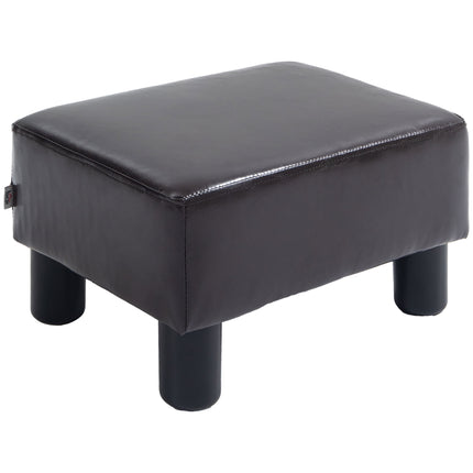 PU Leather Footstool Ottoman Cube with Plastic Legs - Brown