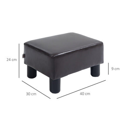 PU Leather Footstool Ottoman Cube with Plastic Legs - Brown