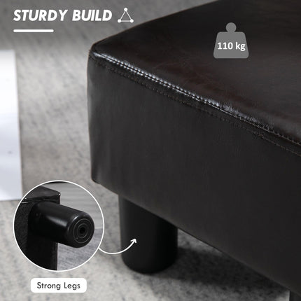 PU Leather Footstool Ottoman Cube with Plastic Legs - Brown