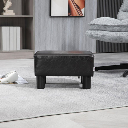PU Leather Footstool Ottoman Cube with Plastic Legs - Brown