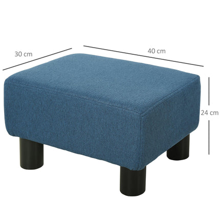 Linen Fabric Footstool Ottoman Cube with Plastic Legs - Blue