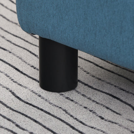 Linen Fabric Footstool Ottoman Cube with Plastic Legs - Blue