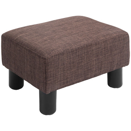 Linen Fabric Footstool Ottoman Cube with Plastic Legs - Brown