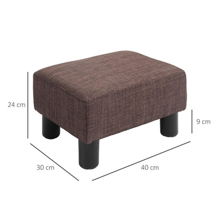 Linen Fabric Footstool Ottoman Cube with Plastic Legs - Brown