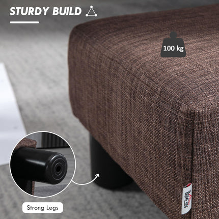 Linen Fabric Footstool Ottoman Cube with Plastic Legs - Brown