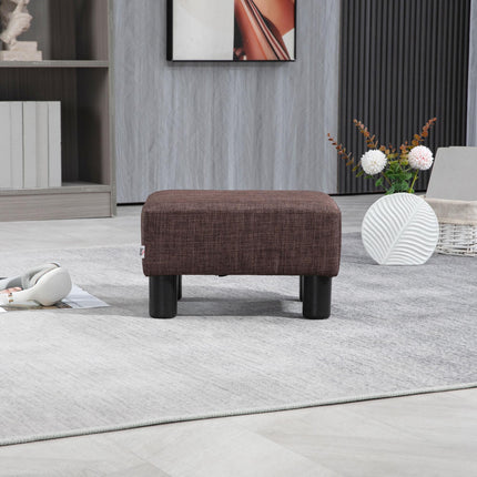 Linen Fabric Footstool Ottoman Cube with Plastic Legs - Brown