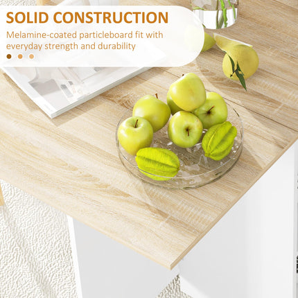 Folding Drop Leaf Dining Table with Drawer and Storage Shelves for Small Spaces - Oak