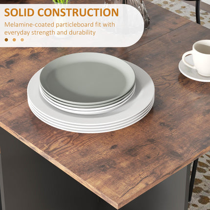 Folding Drop Leaf Dining Table with Drawer and Storage Shelves for Small Spaces - Rustic Brown