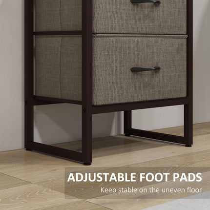 Industrial 4-Tier Bookcase with 2 Fabric Drawers and Metal Frame - Rustic Brown