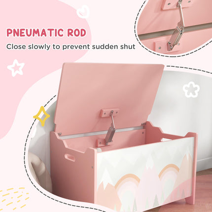 Kids Bedroom Furniture Set with Bed Frame, Toy Chest & Dressing Table for Ages 3-6 - Pink