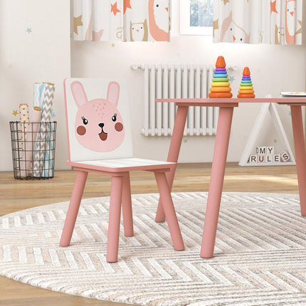 Kids Table and Chair Set with Easel, Paper Roll & Storage Baskets - Pink